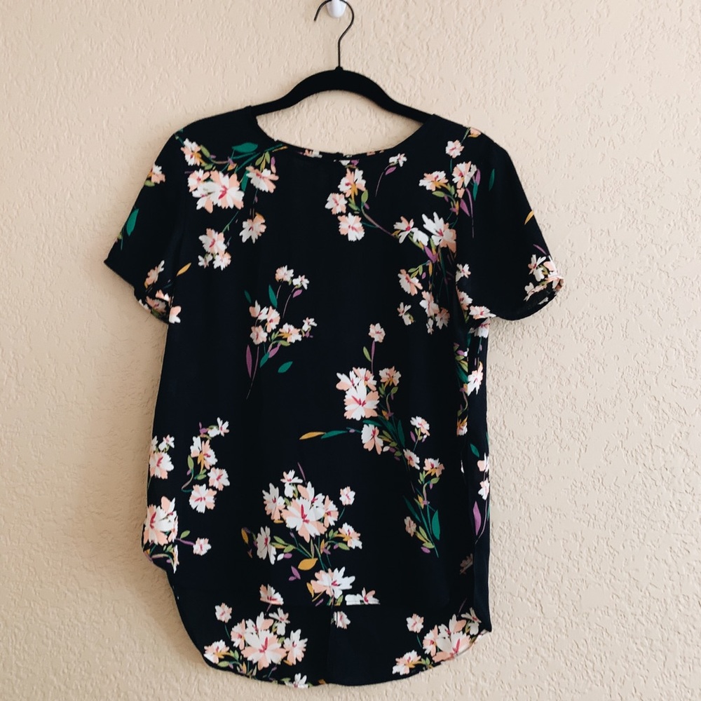Navy flowered blouse
